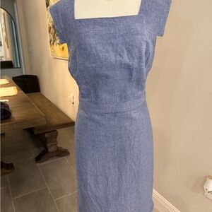LOFT Elegant Blue Square-Neck Dress